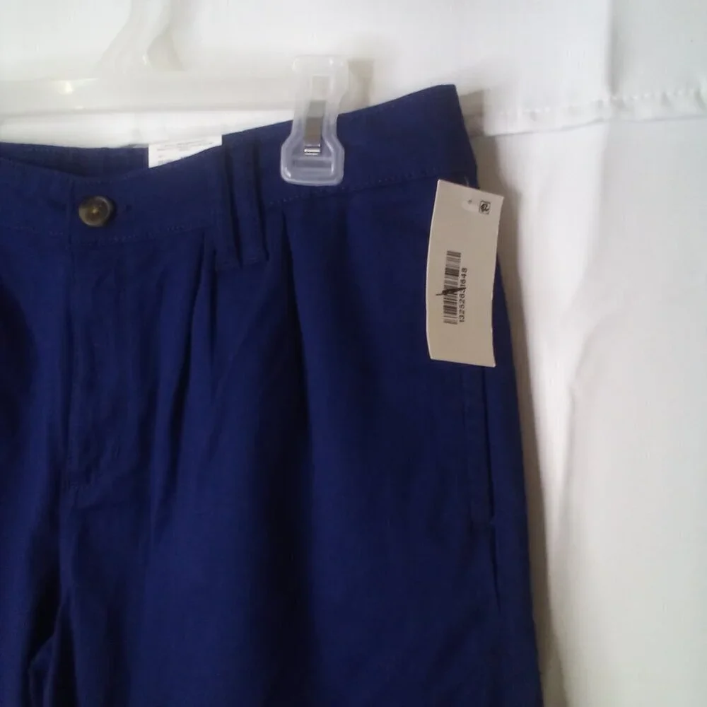 St. John's Bay Shorts Women 12 Chino Pleated Roll Hem Blue